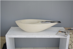 Round Vessel Wash Basins In Pietra Leccese