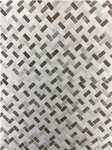 Emperador Light Marble - Marmara White Marble T-Brick Mosaic