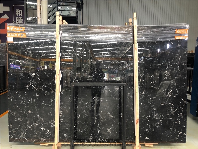 Ice Black Marble,Black Ice Flower Slab
