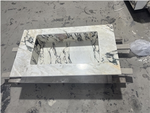 Calacatta Pallerina Marble Wash Basin Stone Sinks For Bathroom