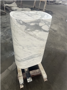 Italy Luxury Statuario Venato Marble Free Stand Wash Basins