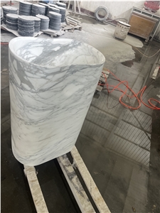 Italy Luxury Statuario Venato Marble Free Stand Wash Basins
