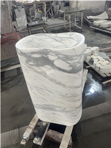 Italy Luxury Statuario Venato Marble Free Stand Wash Basins