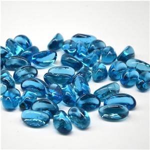 20*25Mm Firepit Cobalt Blue Cashew Glass Pebble