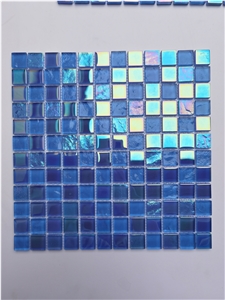 4Mm Mix Blue Glass Dots Mosaic Tile For Swimming Pool