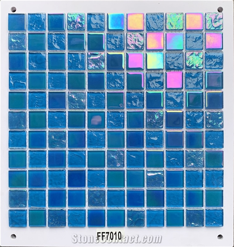 4Mm Mix Blue Glass Dots Mosaic Tile For Swimming Pool