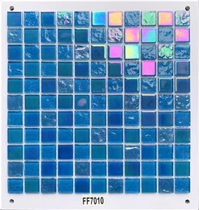 4Mm Mix Blue Glass Dots Mosaic Tile For Swimming Pool