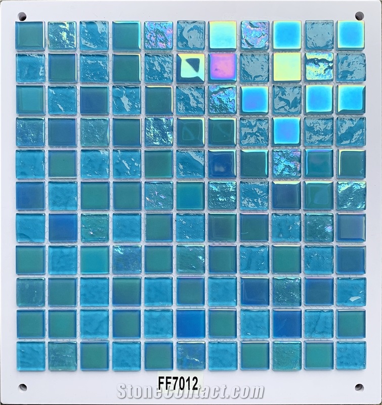 4Mm Mix Blue Glass Dots Mosaic Tile For Swimming Pool