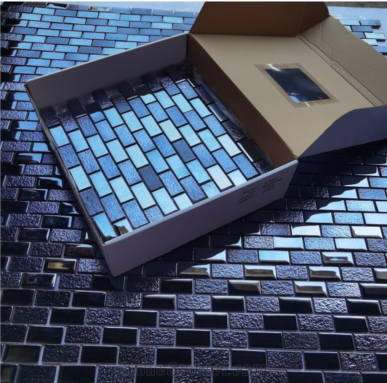 Black Glass Mosaic Kitchen Bathroom Wall Cladding