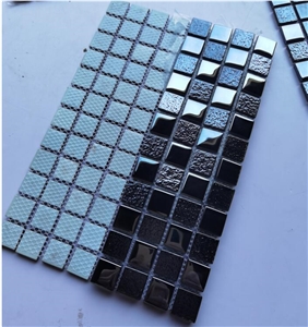 Black Glass Mosaic Kitchen Bathroom Wall Cladding