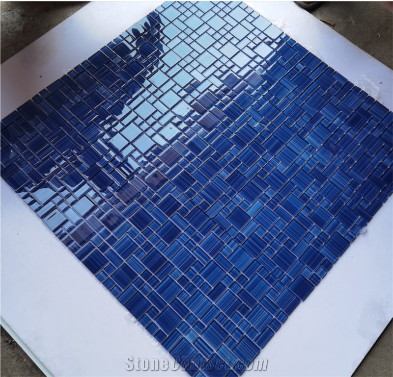 Blue Glass Mosaic For Bathroom And Swimming Pool
