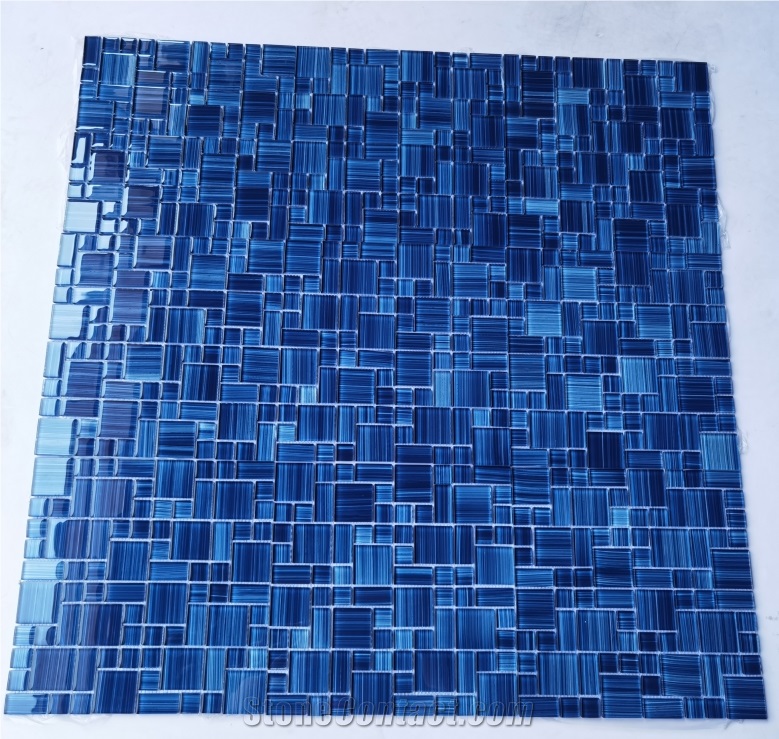 Blue Glass Mosaic For Bathroom And Swimming Pool