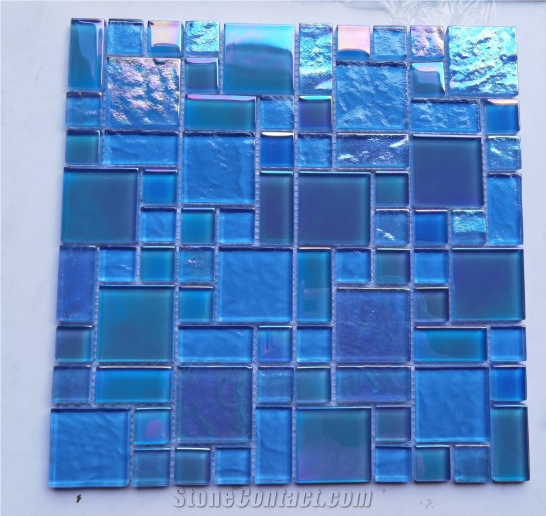 Blue Glass Mosaic For Bathroom And Swimming Pool