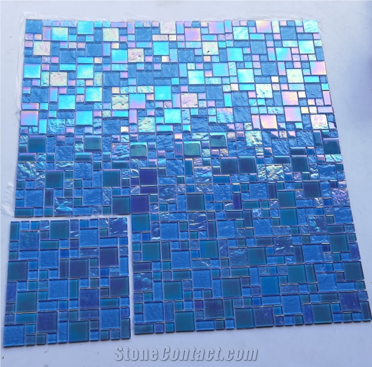 Blue Glass Mosaic For Bathroom And Swimming Pool