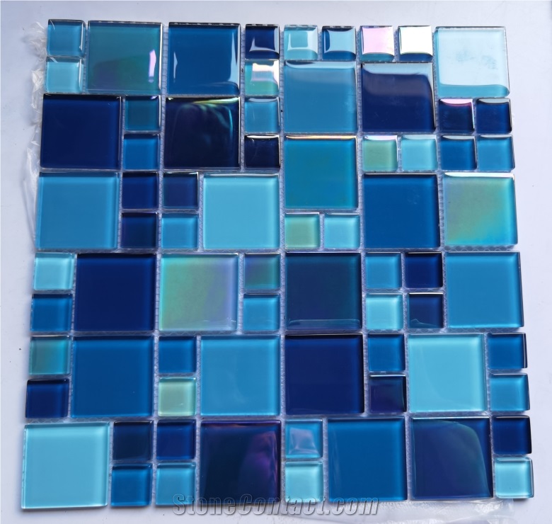 Blue Glass Mosaic For Bathroom And Swimming Pool