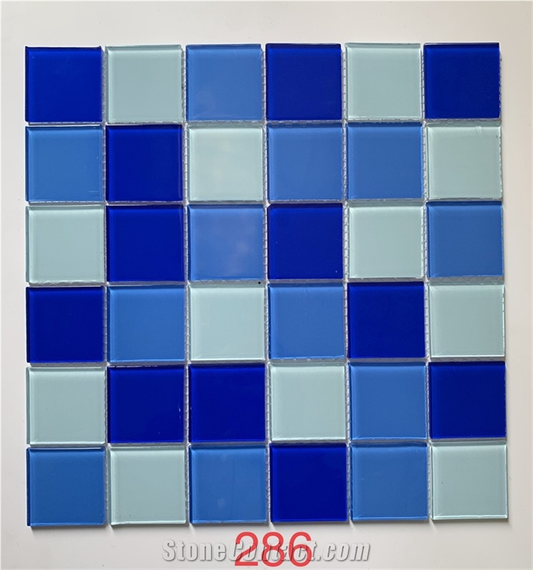 Decorative Mixed Ocean Blue Glass Mosaic Tile
