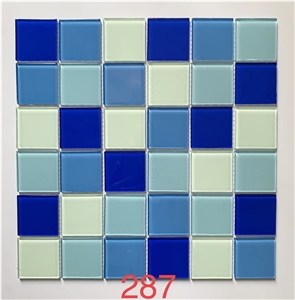 Decorative Mixed Ocean Blue Glass Mosaic Tile