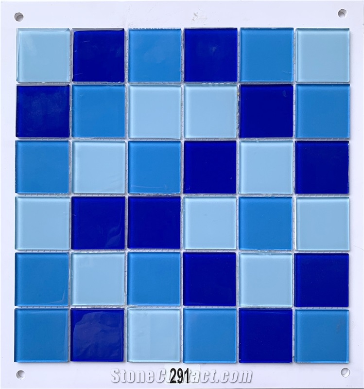 Decorative Mixed Ocean Blue Glass Mosaic Tile
