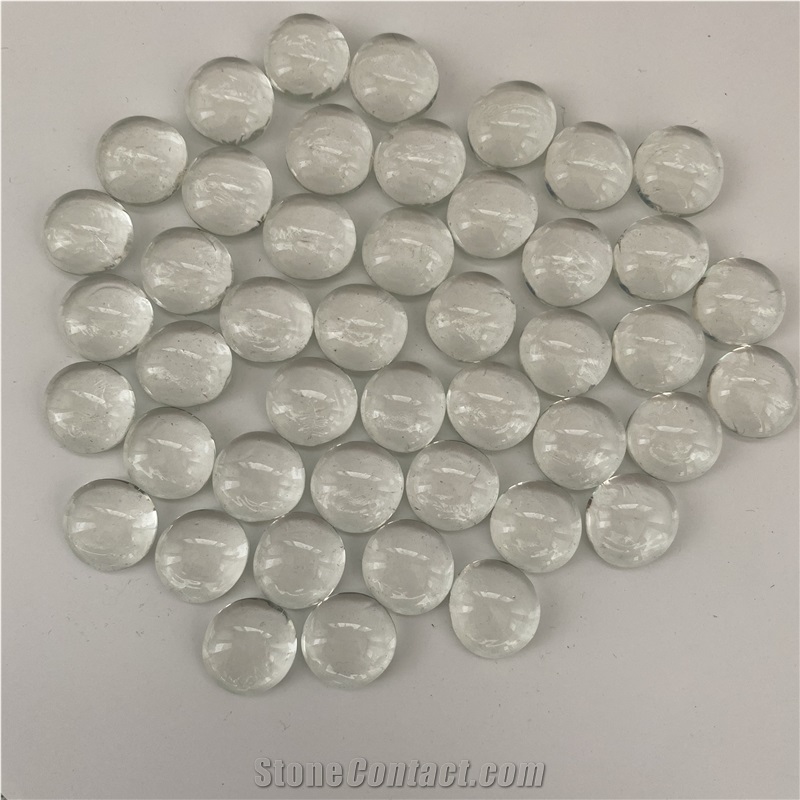 Decorative Round Glass Pebbles Flat Blue Glass Pebble