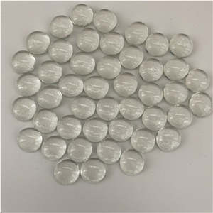Decorative Round Glass Pebbles Flat Blue Glass Pebble