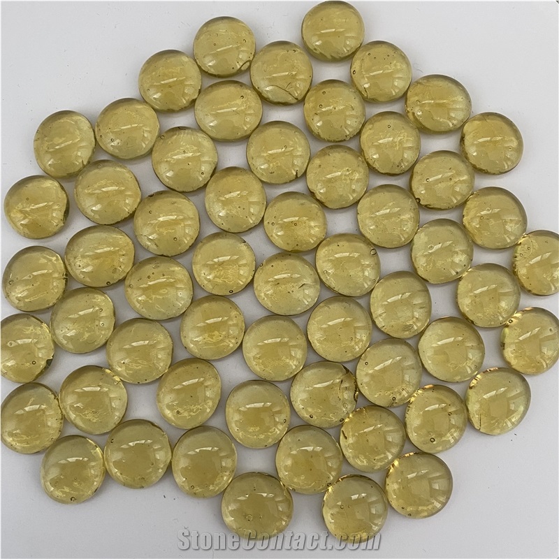 Decorative Round Glass Pebbles Flat Blue Glass Pebble