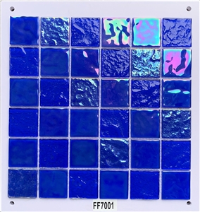 Iridescent Blue Glass Mosaic Tile
