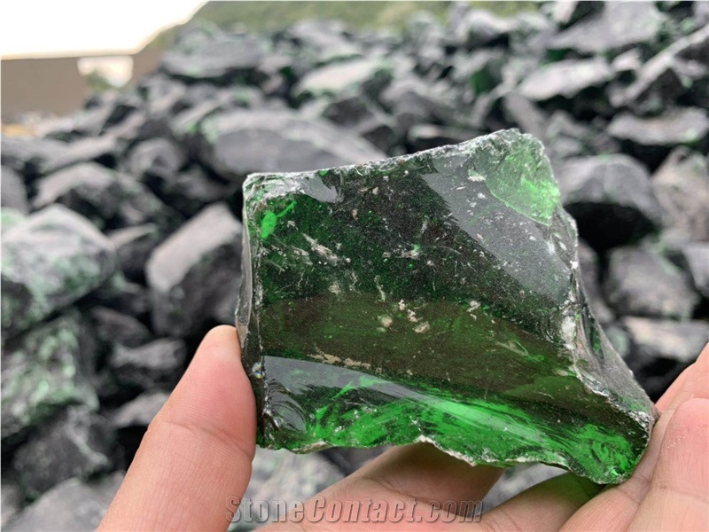 Natural Dark Yellow Glass Rock For Landscaping