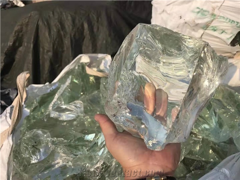 Natural Dark Yellow Glass Rock For Landscaping