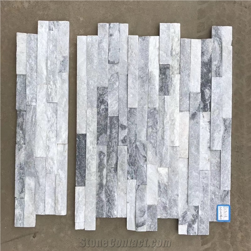 15X60cm Grey Quartzite Stacked Stone Veneer Cladding