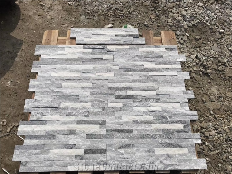 15X60cm Grey Quartzite Stacked Stone Veneer Cladding
