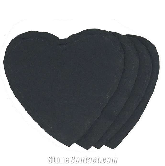 4"Black Slate Stone Coasters  For Laser Engraving