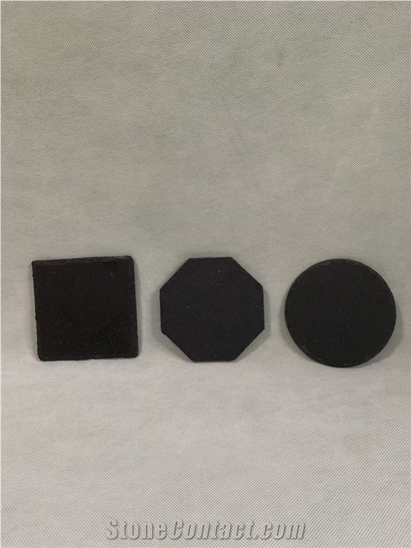 4"Black Slate Stone Coasters  For Laser Engraving