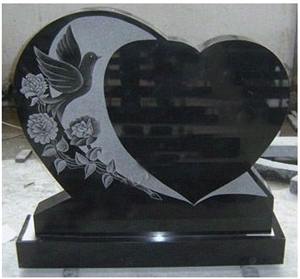 Absolute Black Granite Tombstones, Heart Headstones