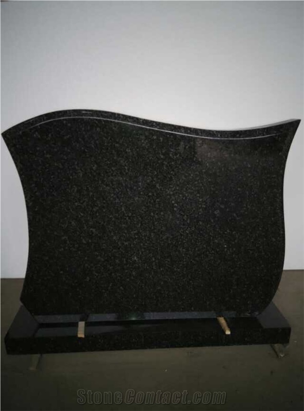Black Granite Engraved Headstone Custom Design