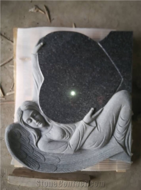 Black Granite Engraved Headstone Custom Design