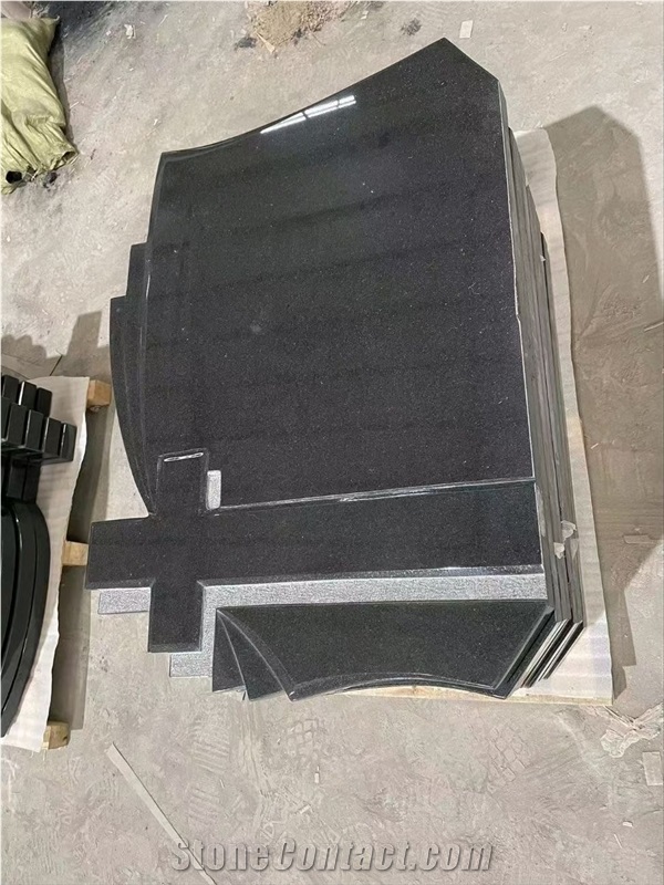 Black Granite Engraved Headstone Custom Design