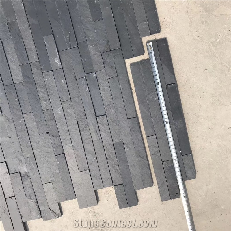 Black Natural Slate Ledger Culture Stack Stone Wall Panels