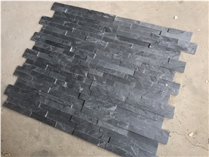 Black Natural Slate Ledger Culture Stack Stone Wall Panels