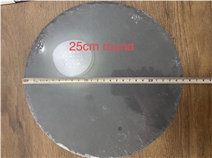 Black Natural Stone Tray Cheese Board Round Slate Plate