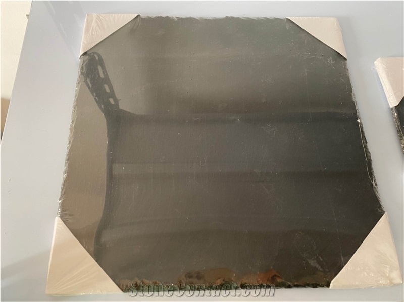Black Natural Stone Tray Cheese Board Round Slate Plate
