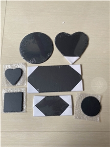 Black Natural Stone Tray Cheese Board Round Slate Plate