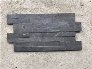 Black Stacked Stone Veneer For Wall Cladding Panel
