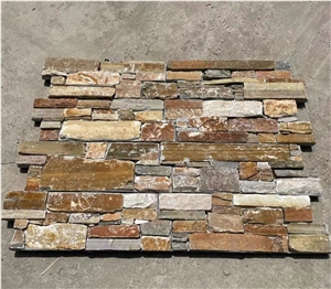 Cement Exterior Wall Stone Panel Golden Slate Ledge Stone