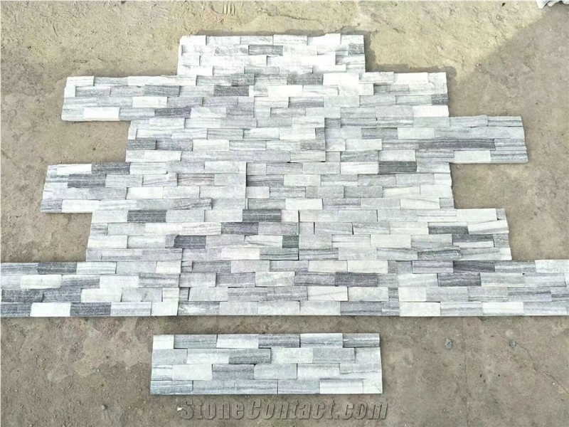 Cloudy Grey Stacked Stone Veneer Wall Cladding