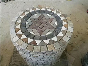 Colorful Slate Mosaic Round Medallion Customized Pattern