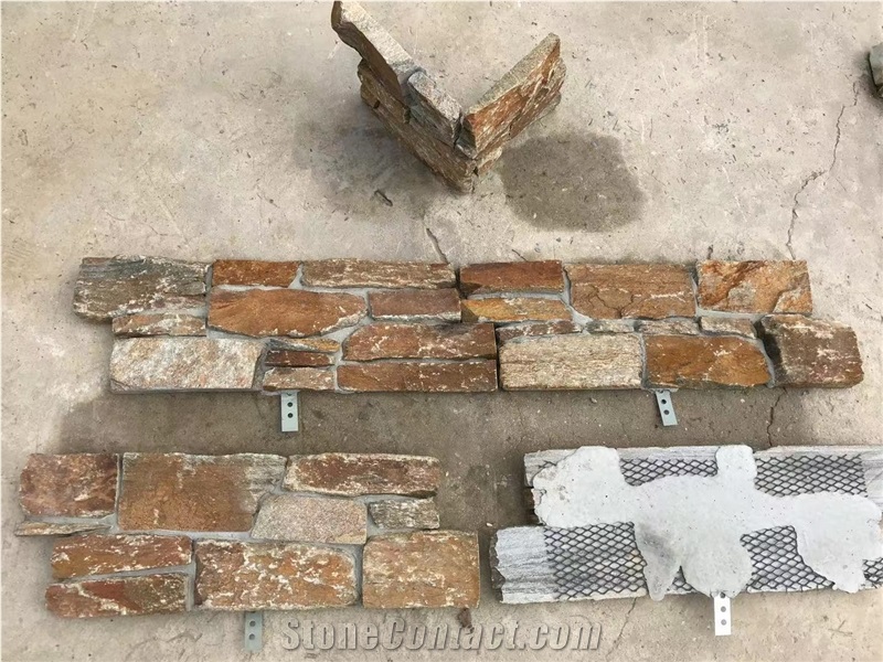 Exterior Golden Rust Slate Natural Stone Wall Cladding