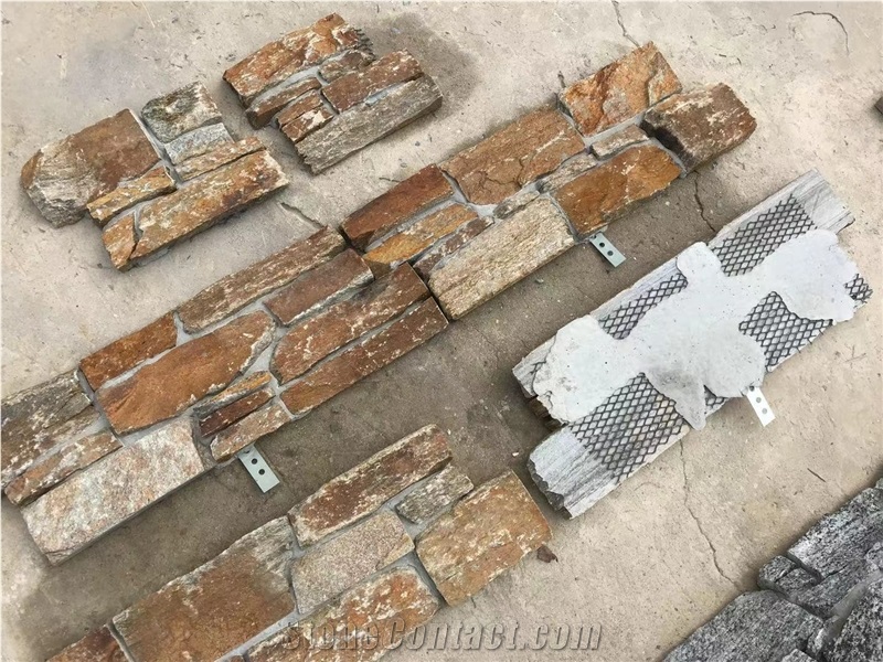 Exterior Golden Rust Slate Natural Stone Wall Cladding
