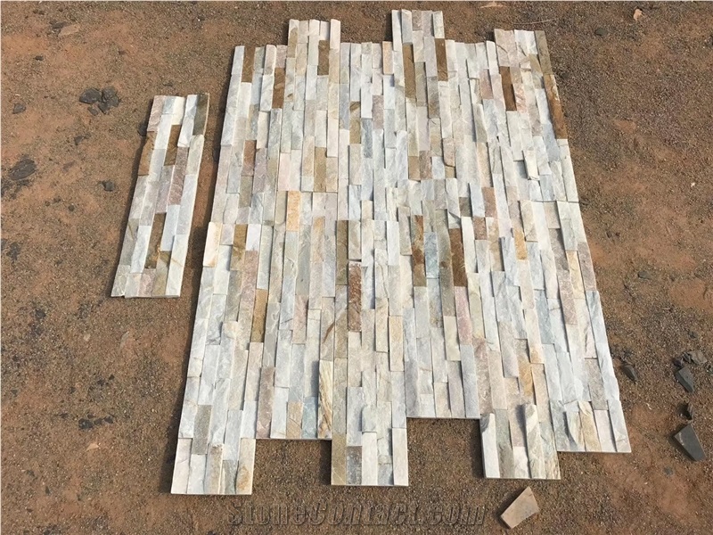 Exterior Natural Beige Stacked  Ledge Stone Wall Cladding