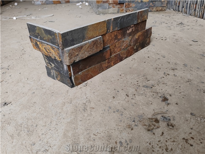 Fireplace Rusty Stacked Stone,Multicolour Slate