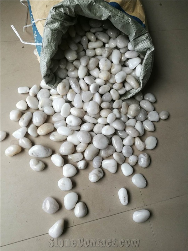Garden Decorative 3-5Cm High Polished White Pebble Stone
